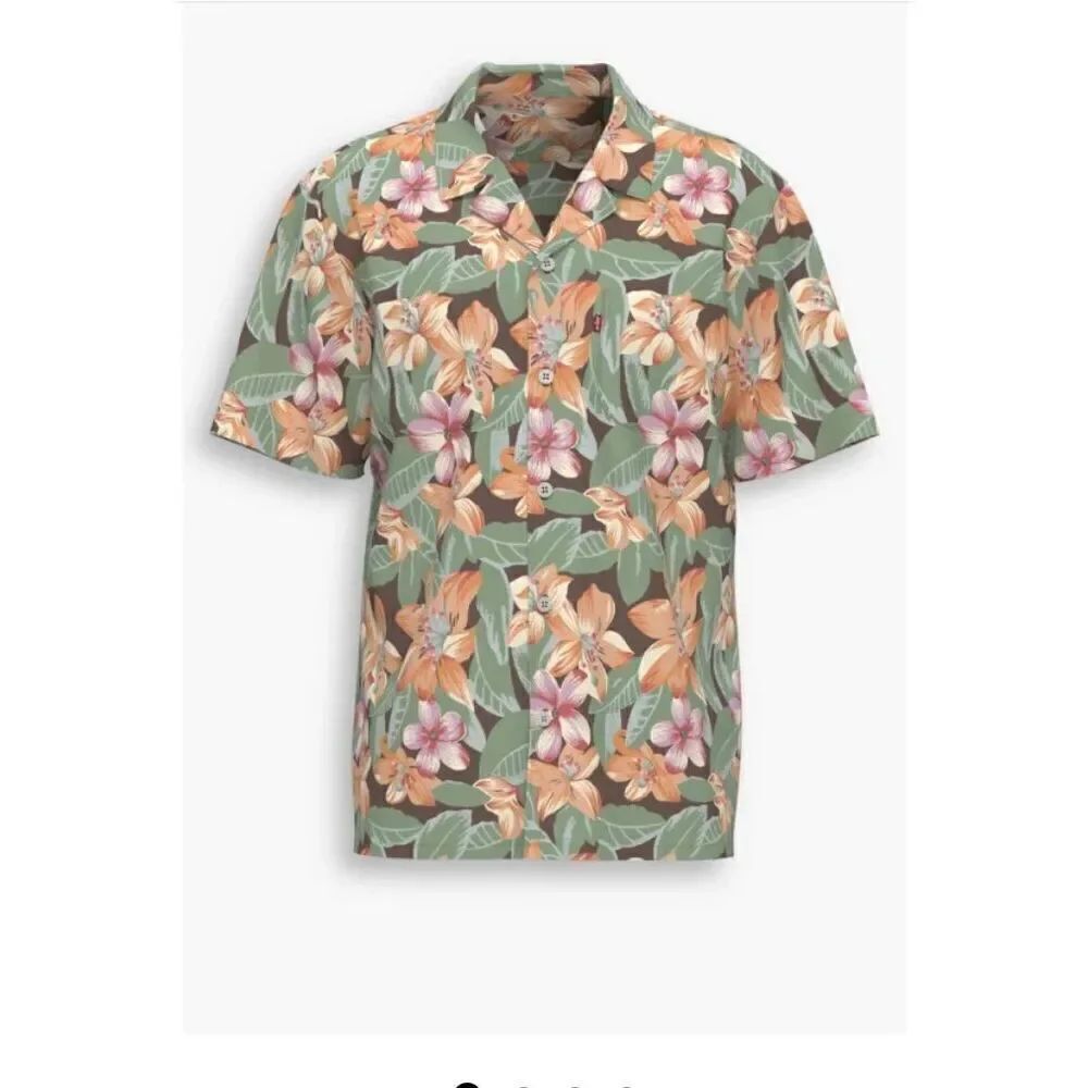 Levis Classic Camper Relaxed Fit Button Up floral tropical Shirt Men's XL NEW